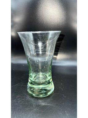 VTG Fluted Green recycledGlass Vase 6.5” Spain Handcrafted Design La Mediterrane
